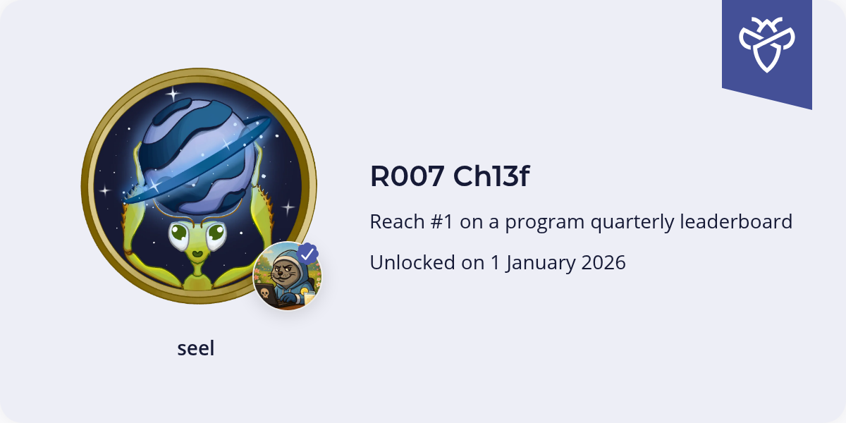 Intigriti #1 Program Leaderboard Badge